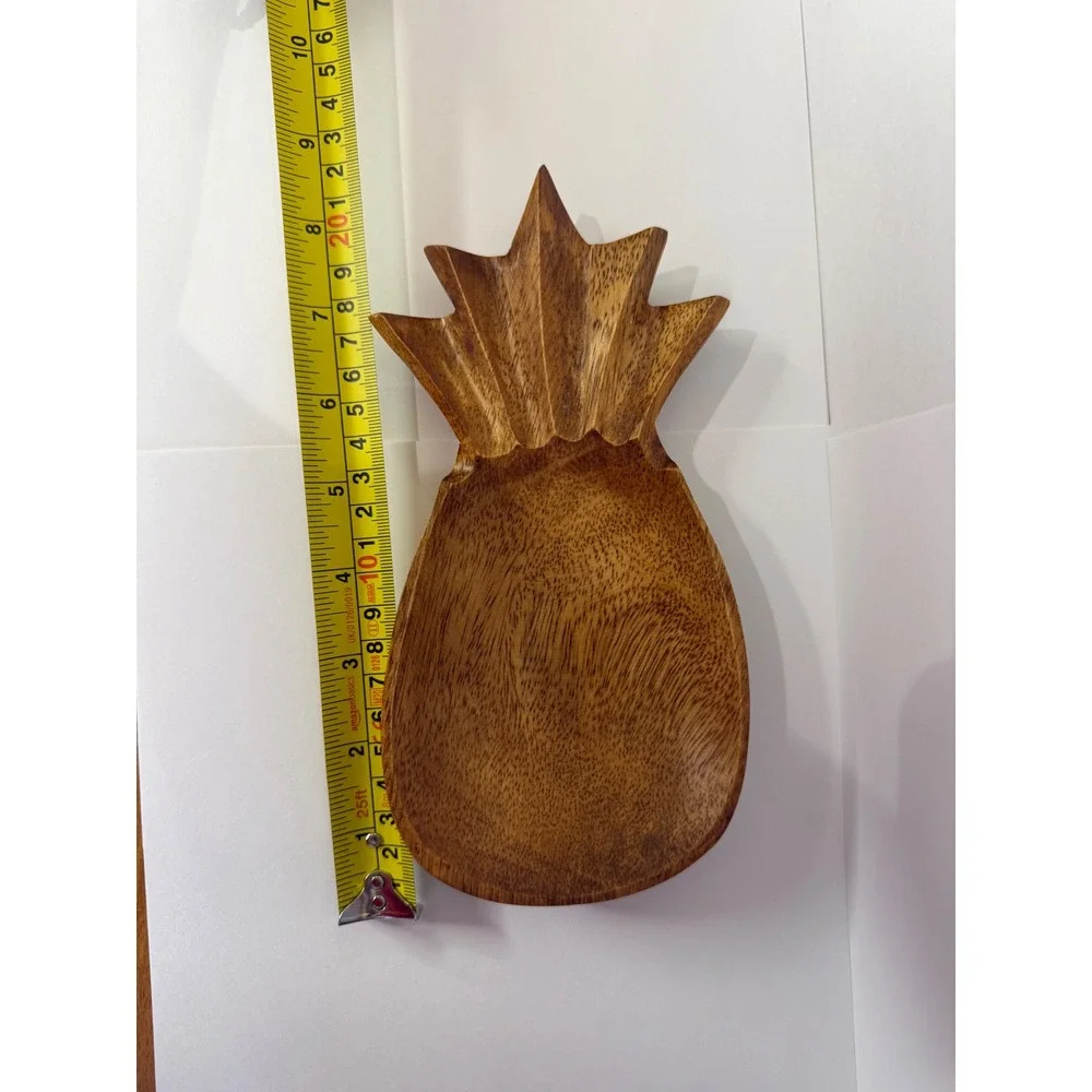 Vintage Hand Carved Wooden Pineapple Bowl Tropical Tiki Decor Catchall Tray
